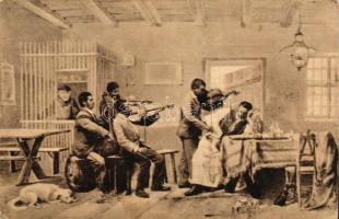 10 db RÉGI motívum képeslap, nagyrészt folklór képeslap, az egyik lap hátlapján sorsjeggyel, vegyes minőség / 10 old motive postcards, mainly folklore, one of the postcards has a lottery ticket on backside, mixed quality