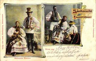 10 db RÉGI motívum képeslap, nagyrészt folklór képeslap, az egyik lap hátlapján sorsjeggyel, vegyes ...