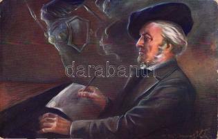 12 db RÉGI, használatlan, motívum képeslap, zeneszerzőket ábrázoló grafikus lapok, vegyes minőség / ...