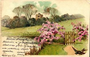 8 db RÉGI motívum képeslap, vegyes motívum, nagyrészt dombornyomású lapok, egy mechanikus és egy lit...