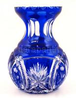 Ólomkristály váza, több rétegű, csiszolt, hibátlan, m:18 cm