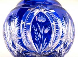 Ólomkristály váza, több rétegű, csiszolt, hibátlan, m:18 cm