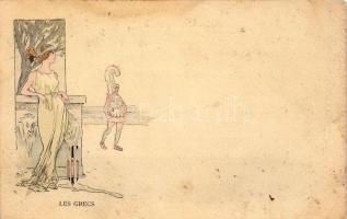 7 db RÉGI, megíratlan motívum képeslap, divat témájú francia lapok, vegyes minőség / 7 old unused, m...