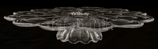 Öntött üveg tortatartó, hibátlan, d:35 cm, m:5,5 cm