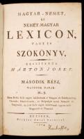 Márton Jósef: Lexicon trilingve latino-hungarico-germanicum. Pars secunda. M-Z. Viennae Austriae, 1818, Pichler. Egészbőr kötésben.