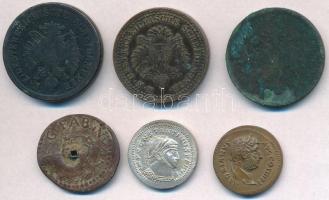 Vegyes magyar és külföldi fémpénz, replika tétel: 1851B 2kr Cu + 1861B 4kr Cu + Ausztria ~1800. Bécs...