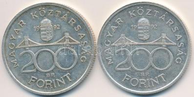 1992. 200Ft Ag "MNB" (2x) T:2