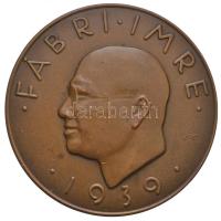 1939. "Fábri Imre / Magyar Általános Hitelbank Evezősháza - Védő 1932 3815km - Fábri díj" Br emlékérem. Szign.:JG (71mm) T:2