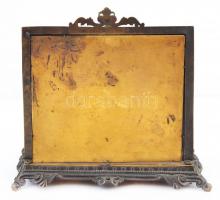 cca 1900 Réz irattartó, gravírozott madaras-lepkés jelenetekkel, előlap pótolt / Copper table docume...