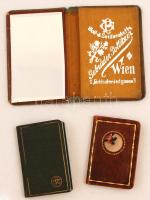 cca 1920-40 Apró naptárak, zsebkönyv tükörrel, 3db, 5x3cm és 7x4,5cm