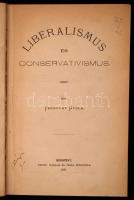 Colligatum kötet. Verhovay Gyula három kötete egybekötve.  Liberalismus és conservativismus. Bp., 1875. Tettey Nándor. 251 p;. Az álarcz korszaka. Bp., 1889. Buschmann F. ny. 160p.;  valamint Az ország urai. Bp. 1890. Buschmann F. 200 p.  A szerző az Istóczy Győző-féle antiszemita képviselőcsoport tagja volt, utóbbi könyve nyílt antiszemita állításai (többek közt a tiszaeszlári per kapcsán) nagy felháborodást váltott ki a maga idejében.