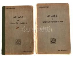 1913  Kogutowicz Károly dr.: (szerk.) Atlasz I-II. Magyar Történelem, Világtörténelem. Kissé visletes fedőborítóval, pp.: 20;  58, 23x15cm