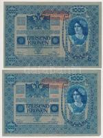 1902. 1000K (3x) mindnél "DEUTSCHÖSTERREICH" felülbélyegzés, mindkét oldal német és hátlap rajz T:III szép papír Adamo SK35/2