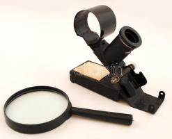 Régi manuális diavetítő negatívokhoz, 16x14cm+ nagyító, 18x9cm