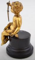 Aranyozott bronz Amor asztalidísz posztamensen, m:7cm