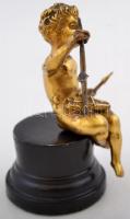 Aranyozott bronz Amor asztalidísz posztamensen, m:7cm