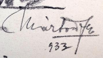 Márton Ferenc (1884-1940): 1933 Jamboree. Mosogatás debreczeni cserkészek. Ceruza, papír, jelzett, 2...