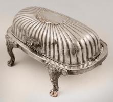 F.B. Rogers Silver Company ezüstözött alpakka kaviártartó üvegbetéttel, matricával jelzett,  10x18x8...