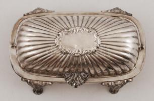 F.B. Rogers Silver Company ezüstözött alpakka kaviártartó üvegbetéttel, matricával jelzett,  10x18x8...