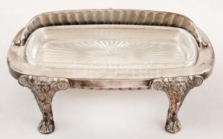 F.B. Rogers Silver Company ezüstözött alpakka kaviártartó üvegbetéttel, matricával jelzett,  10x18x8...