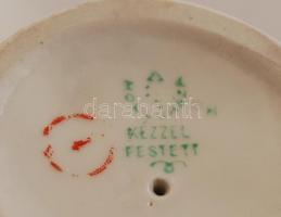 Hollóházi hegedülő porcelán kisfiú, kézzel festett, jelzett, hibátlan, m: 14 cm