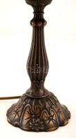Tiffany jellegű lámpa, bronz, néhányon repedt az üveg, 40x24cm