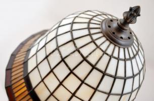 Tiffany jellegű lámpa, bronz, néhányon repedt az üveg, 40x24cm