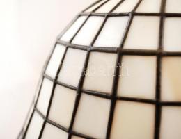 Tiffany jellegű lámpa, bronz, néhányon repedt az üveg, 40x24cm