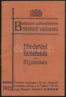 1912 Budapest Székesfőváros Hirdető Vállalatának hirdetési feltételei, díjszabása. 16 p.