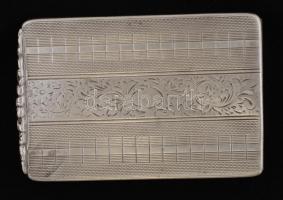 Ezüst(Ag) névjegykártyatartó virágmintás díszítéssel, jelzett, 8x5,5x1 cm, 51,7 g