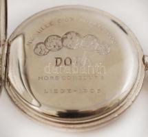 Doxa zsebóra fémtokban, másodpercmutatós, jelzett, működik, d:5cm