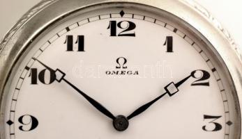 Omega zsebóra fémtokban, másodpercmutatós, jelzett, működik, d:5cm