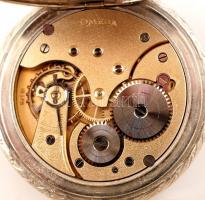 Omega zsebóra fémtokban, másodpercmutatós, jelzett, működik, d:5cm