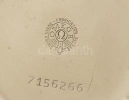 Omega zsebóra fémtokban, másodpercmutatós, jelzett, működik, d:5cm