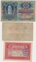 1913. 20K csehszlovák bélyeggel + 1917. 2K hamis felülbélyegzéssel / fake overprint + 1918. 25K &quo...