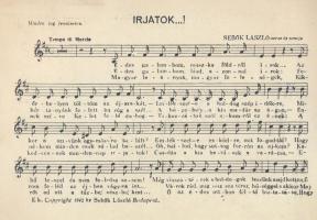 1942 Írjatok...! Sebők László katonadala szöveggel és kottával, Hajdu Anna fotójával