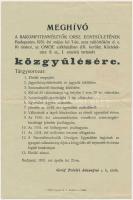 1931 Meghívó a Baromfitenyésztők Országos Egyesületének közgyűlésére.