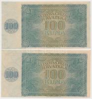 Független Horvát Állam 1941. 100K (4x) párban sorszámkövetők T:I-
Independent State of Croatia 1941...