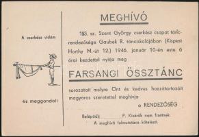 1946 Meghívó a 133 sz. Szent György cserkészcsapat tánceseményére.