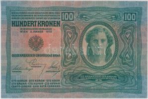 1912. 100K piros "Deutschösterreich" felülbélyegzéssel T:I- hajtatlan