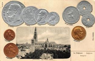 Antwerp, Anvers, set of Belgian coins Emb. (EB)