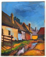 Flórian jelzéssel: Utca részlet. Olaj, falemez, 50×40 cm