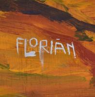 Flórian jelzéssel: Utca részlet. Olaj, falemez, 50×40 cm