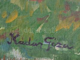 Kádár jelzéssel: Házak az erdőszélen. Olaj, falemez, 42×52 cm