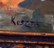 Koszta jelzéssel: Falusi házak. Olaj, falemez, keretben, 40×50 cm