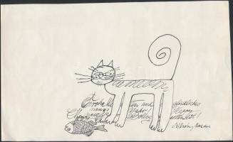 Szilvássy Nándor (1927): Boldog új esztendőt! Tus, papír, jelzett, 17,5x28,5 cm