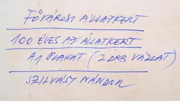 Szilvássy Nándor (1927): 100 éves az állatkert-plakátterv. Kollázs, papír, 35x24 cm