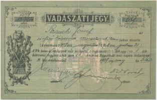 1907 Vadászati jegy, kiállítva Strauch József sörfőző részére / Hunter card