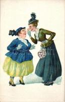 Gossiping Woman, humour, WSSB Ser. 210., litho (EB)