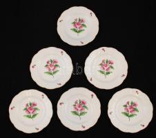 Herendi virágmintás tálka (6db), kézzel festett,  jelzett, hibátlan, d:12,5 cm